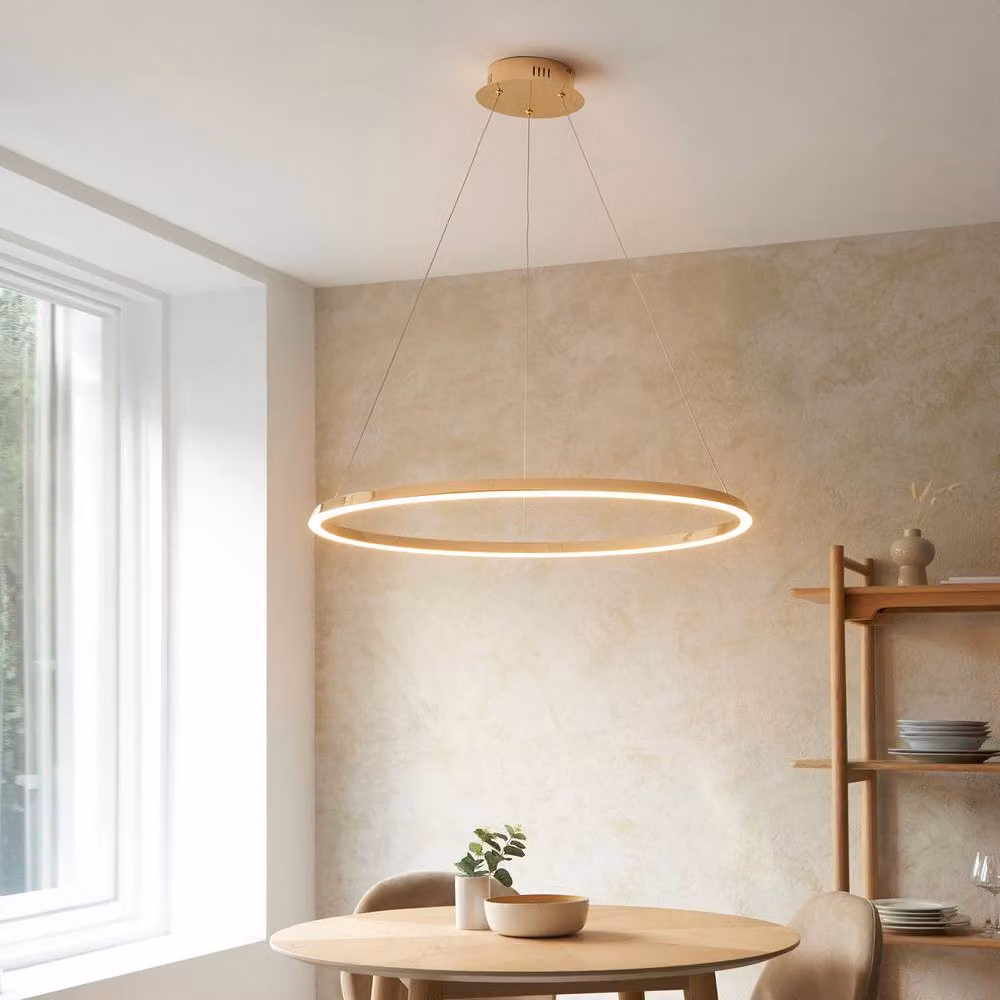 Netlighting Staten LED Pendant Light in French Gold and White Silicone – 2