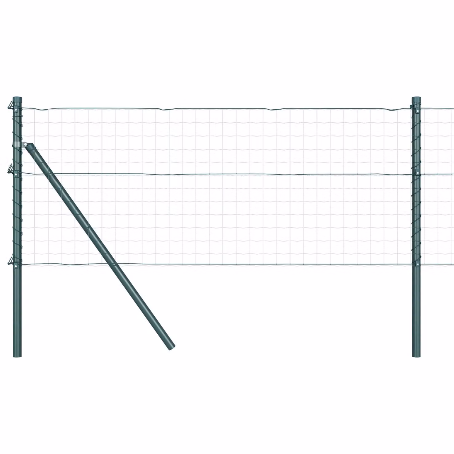 Berkfield Home 52 Piece Green Galvanised Steel Round Fence Posts, H: 100 cm, Diameter: 32 mm – 2