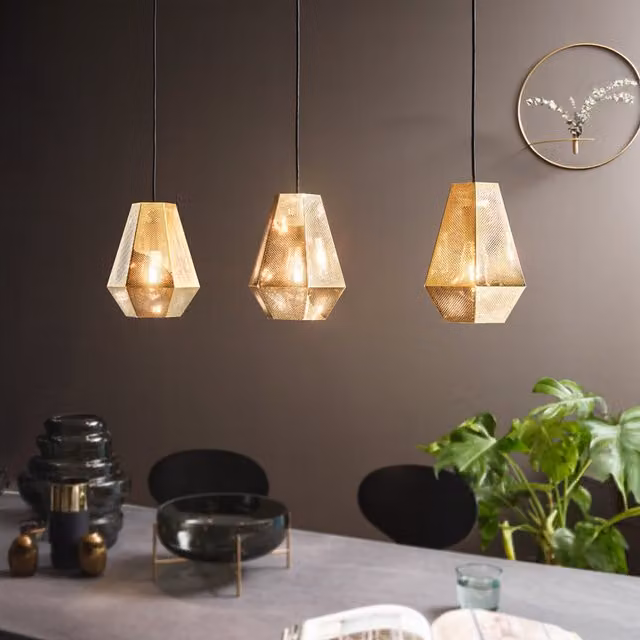Eglo Chiavica Vintage Metal Pendant Light in Gold and Brass