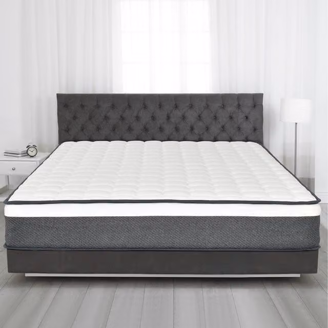 COSTWAY White Hybrid Double Size Box-spring Mattress with Knit Fabric, W/D/H: 140 x 200 cm