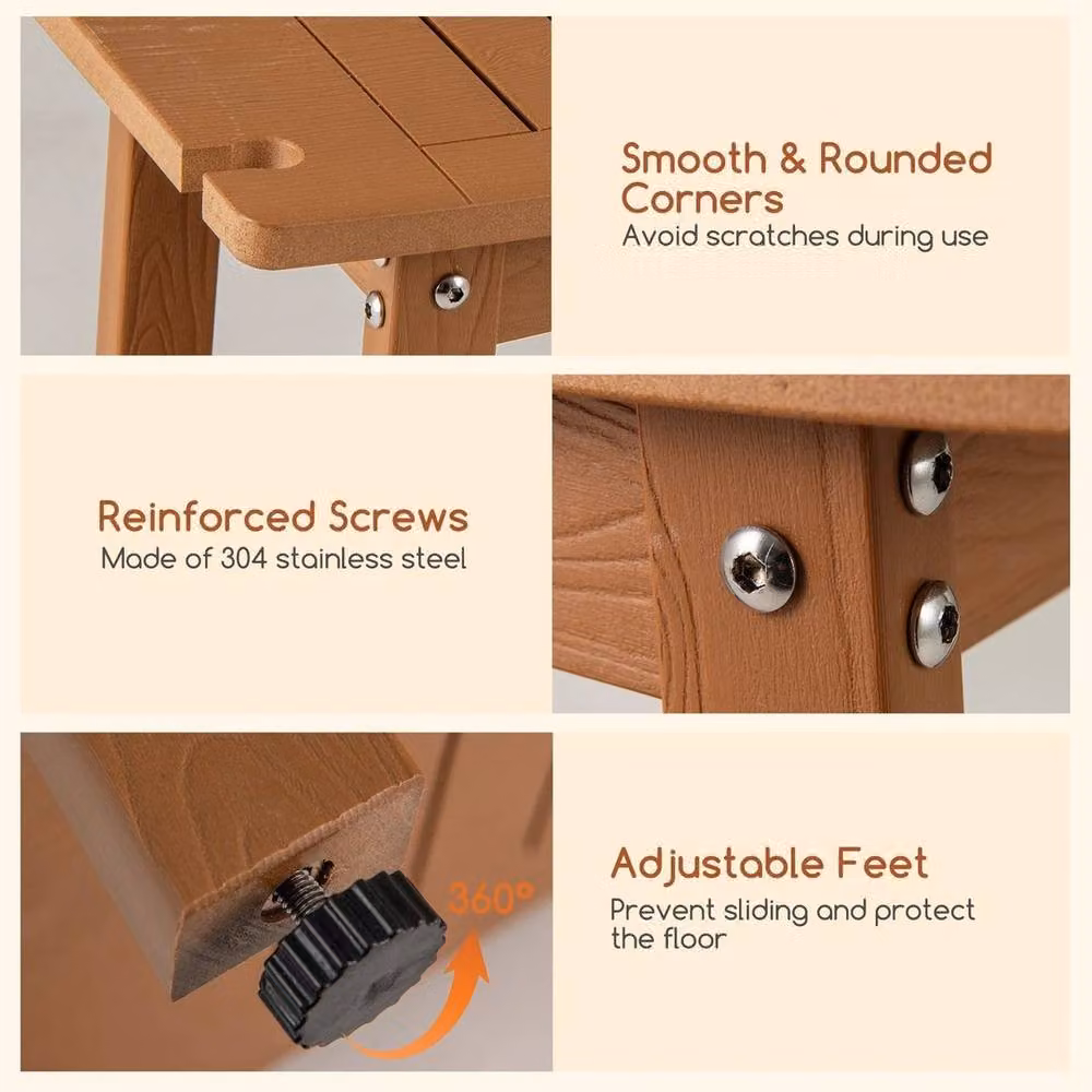 KORVIXA Brown Bamboo and Plastic Shower Bench Seat for Adults – 3