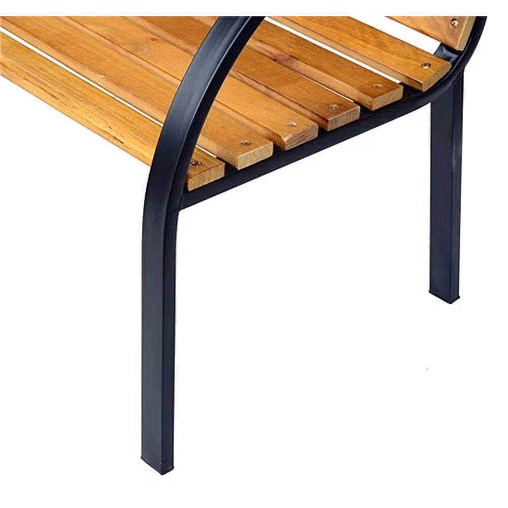 Nordara 2 Seater Modern Garden Bench with Metal Frame and Wood in Brown, W: 100 cm, D: 60 cm – 3