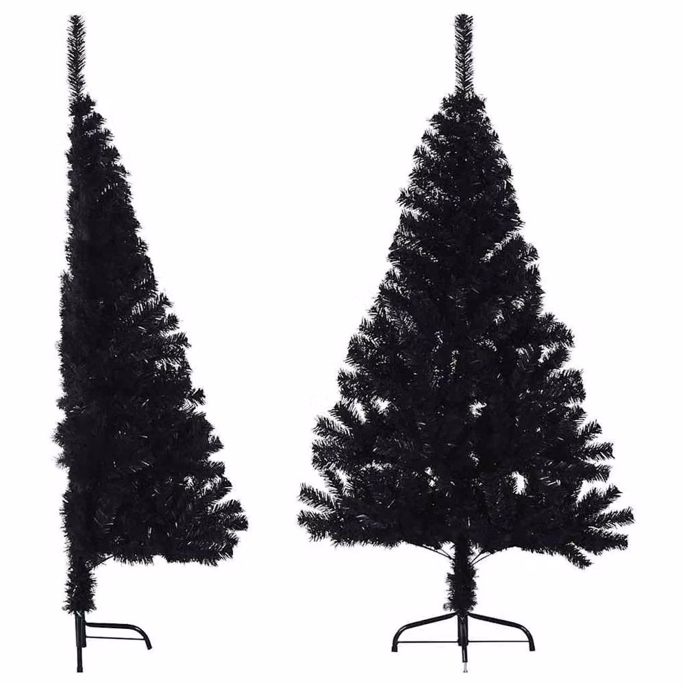Berkfield Home Beautiful Artificial Half Christmas Tree with Stand, Black, Height: 150 cm – 2