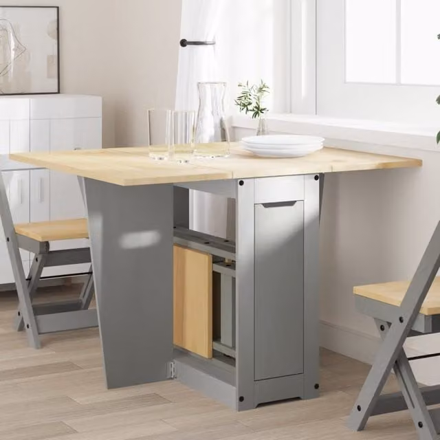 Berkfield Home Corona Butterfly Dining Table in Grey Solid Pine Wood