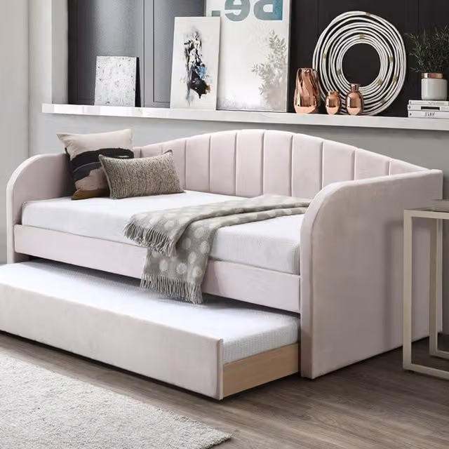Flintshire Furniture Pink Velvet Fabric Day Bed with Drawers, W/D/H: 90 x 190 cm