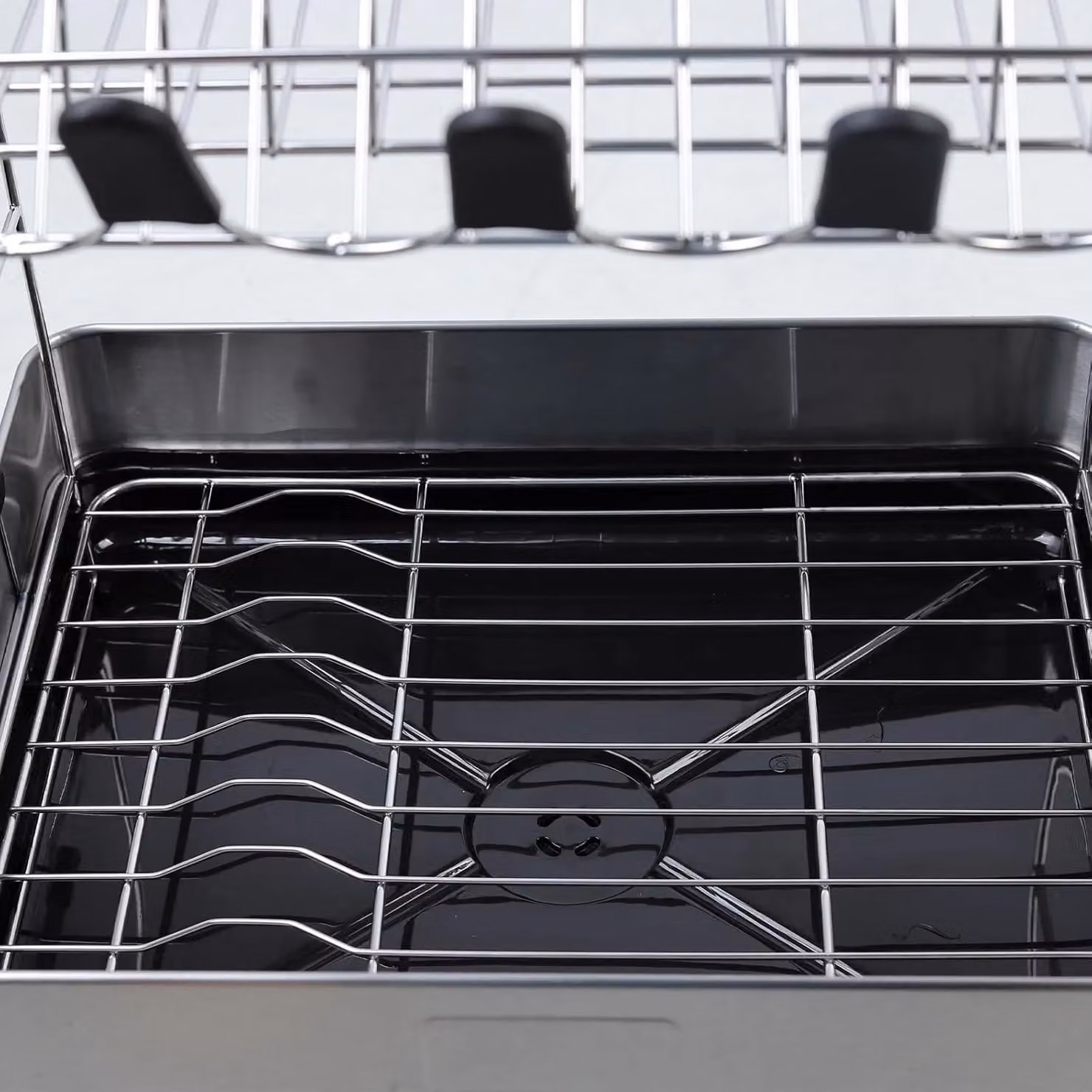Xample 2-Tier Dish Drying Rack with Drip Tray and Cutlery Holder in Black – 5