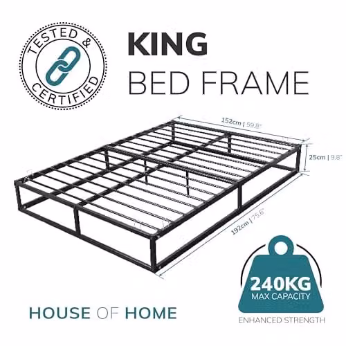 House Of Home Black Metal King Platform Bed Frame with Under Bed Storage Space, W/D/H: 180 x 200 x 40 cm – 2