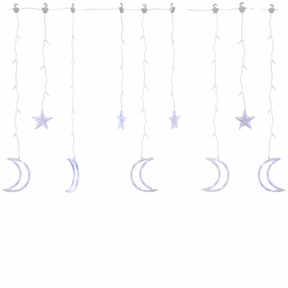 Berkfield Home Star and Moon Blue LED Fairy Light Curtain with Remote Control and 345 LEDs – 2