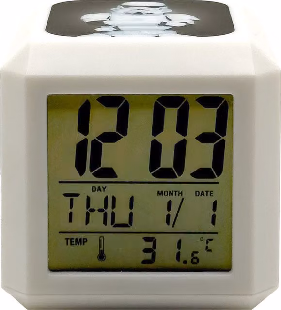 Mad Monkey Stormtrooper LED Digital Tabletop Clock with Date Display and Thermometer, White