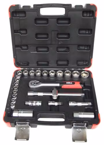 Hilka 26 Piece 3/8 Inch Drive Metric Socket Set in Chrome Vanadium – 1