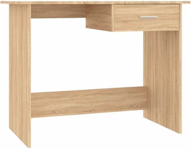 Berkfield Modern Computer Desk in Sonoma Oak, Brown and Beige, W/D/H: 100 x 50 x 76 cm