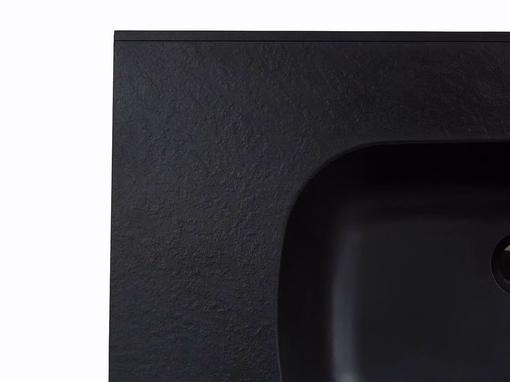 OKIWA Recessed Rectangular Resin Basin in Black, W: 80 cm, D: 46 cm, H: 14.5 cm – 5