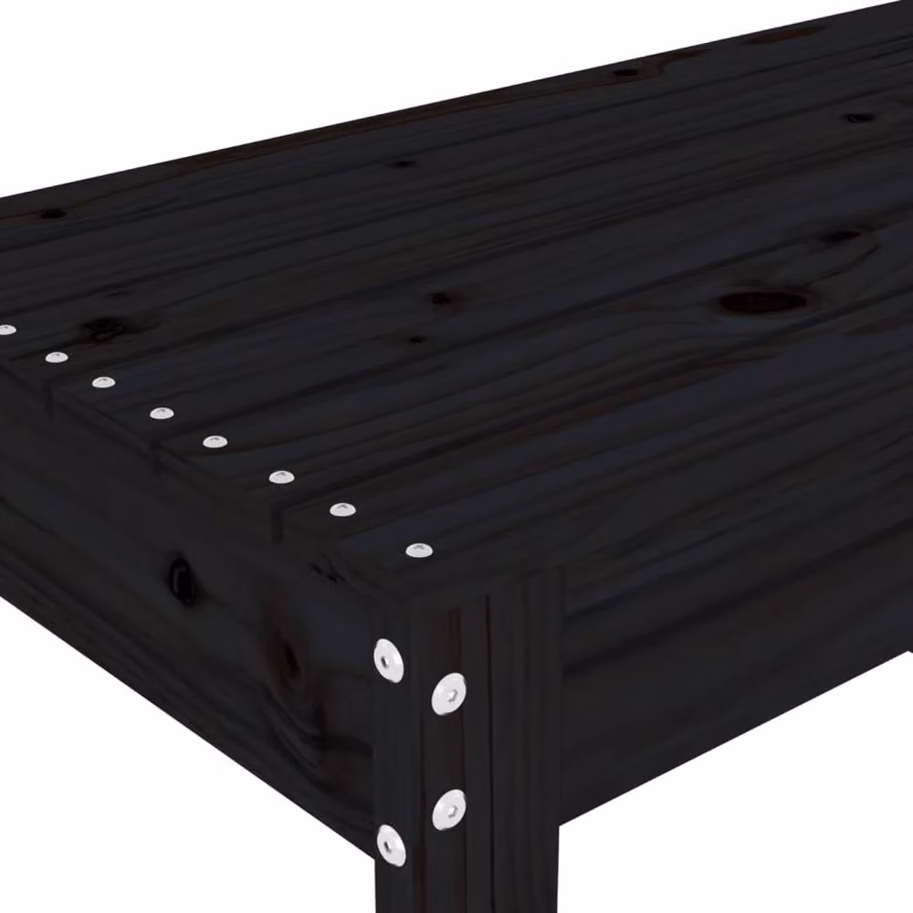 Berkfield Home Beautiful Garden Bench in Black Solid Pine Wood, W/D/H: 80 x 38 x 45 cm – 5