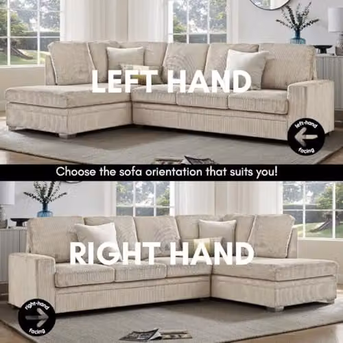 Home Detail Alcott Right-Hand Facing L-Shape Corner Sofa in Mocha Jumbo Cord with Sleeping Function – 3