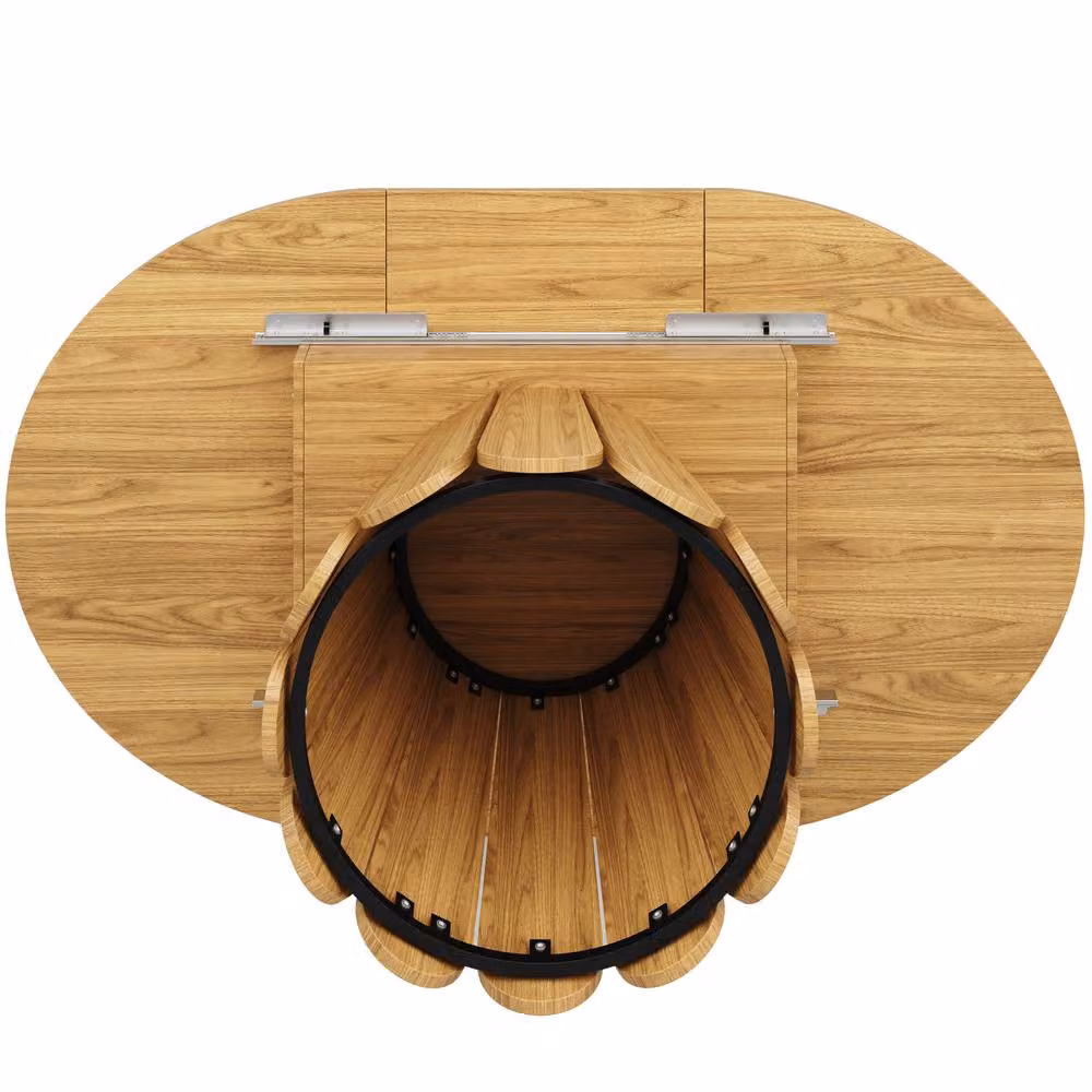 ModernLuxe 6-seater extendable round dining table in brown with butterfly leaf, W/D/H: 118 x 118 x 76.8 cm – 6