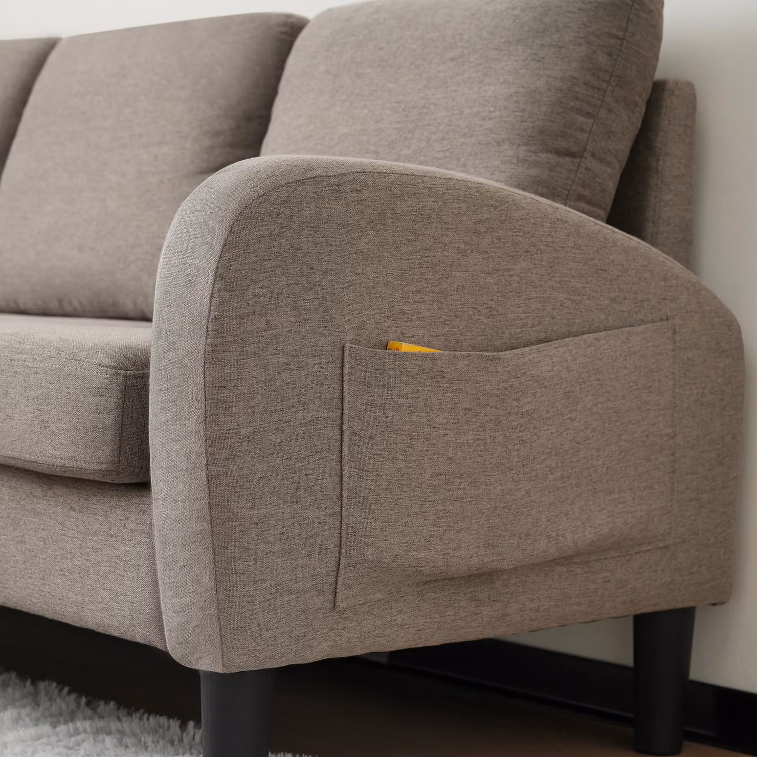 Aosom UK 3-Seater L-Shaped Sofa with Reversible Chaise Lounge in Dark Grey, W/D/H: 118 x 116 x 77 cm – 6