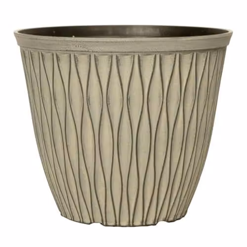 YouGarden Pair of Laval Planters in Grey, 26cm Diameter Plastic Tubs – 1