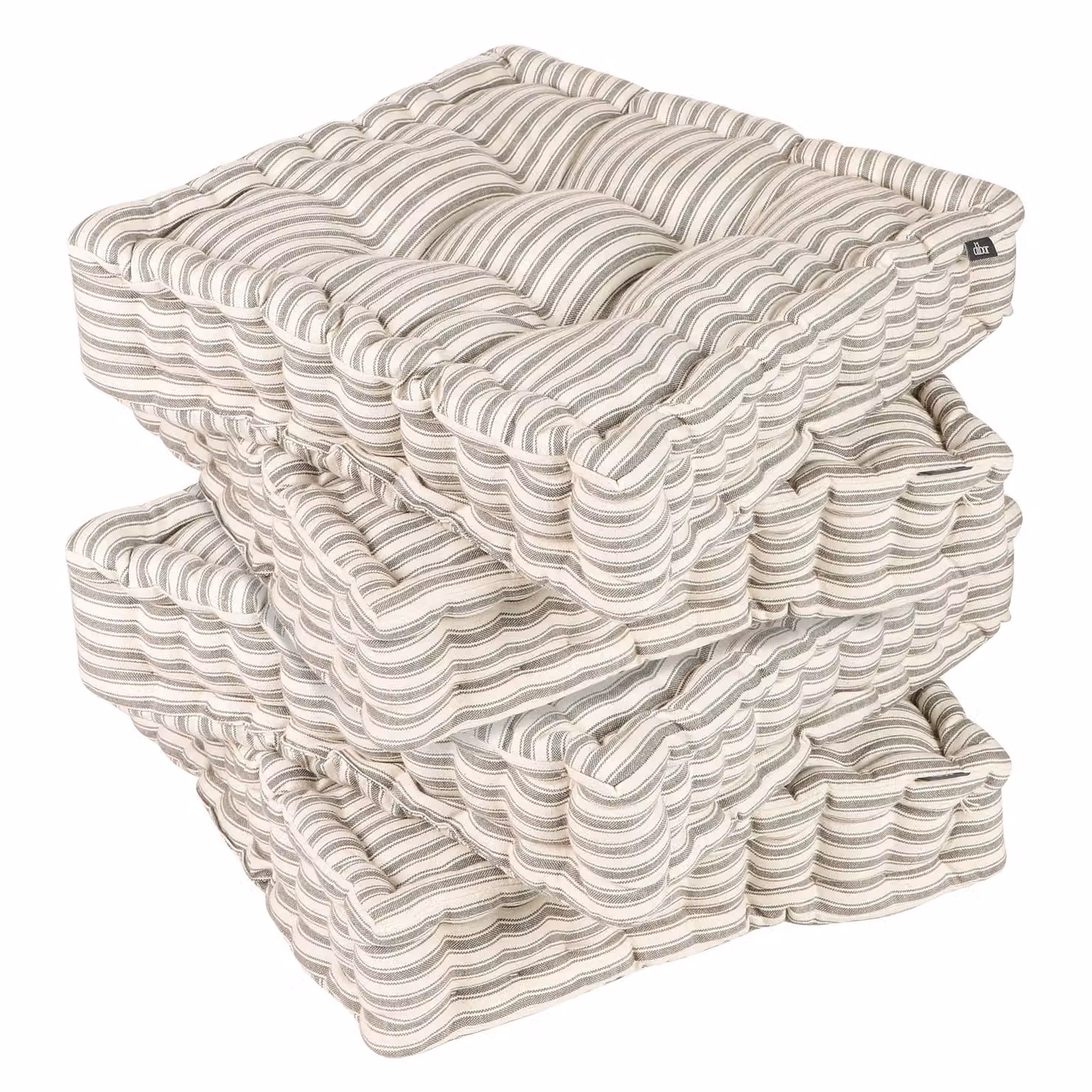 Dibor Set of 4 Grey Striped Quilted Indoor Dining Chair Seat Pads, W/D/H: 40 x 40 x 40 cm – 2