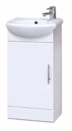 Nuie White Cloakroom Cabinet and Basin W: 42 cm, H: 78 cm, D: 20 cm – 1