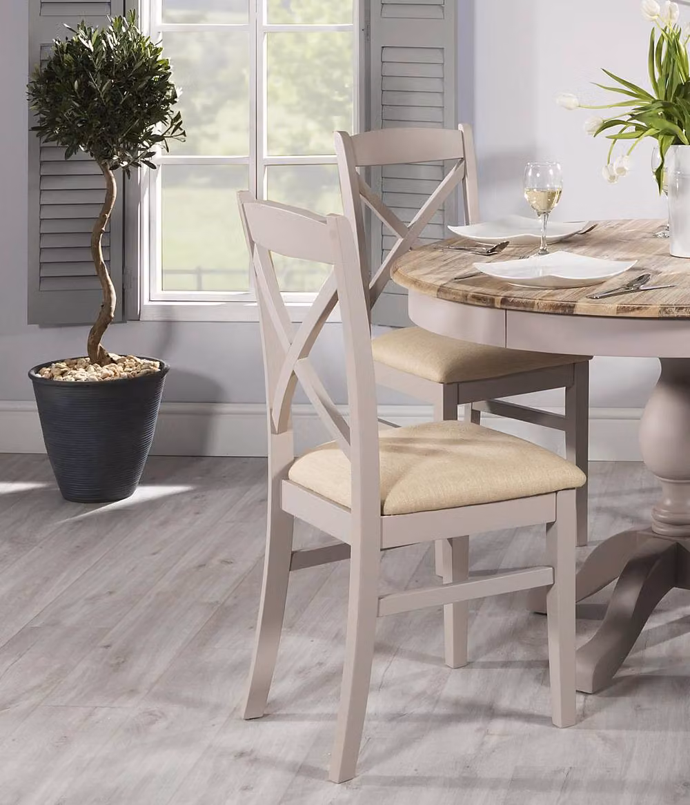 Statement Furniture Florence Crossback Dining Chairs Set of 4 in Taupe, W45 x D53 x H98 cm – 2