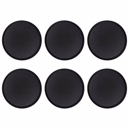 Argon Tableware Black Round Non-Slip Rubberised Serving Trays, Pack of 6, Diameter: 40 cm