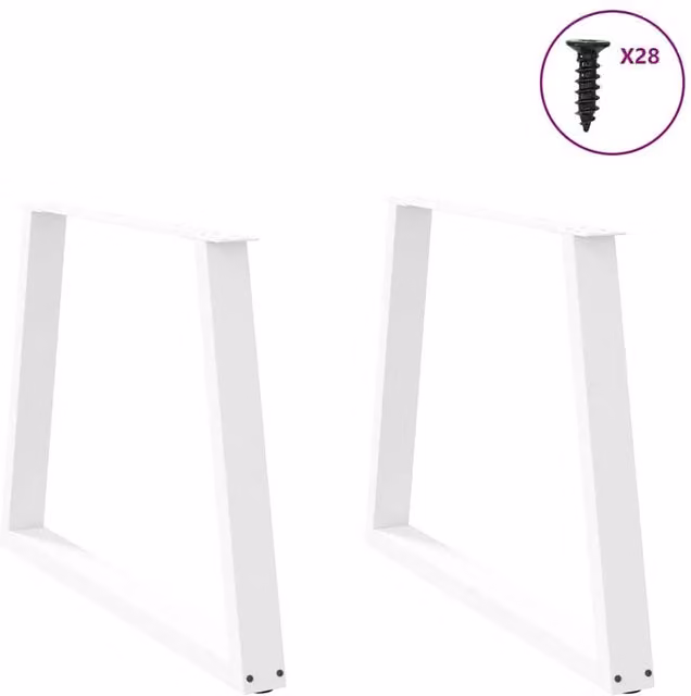 Berkfield Home Modern V-Shape Dining Table Legs, 2 Pieces, White Steel, H: 72-73.3 cm x W: 100 cm