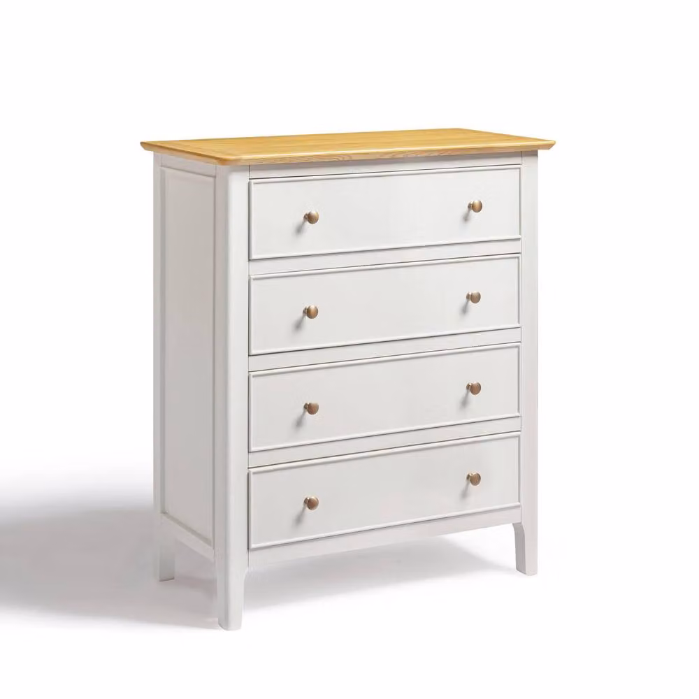 FurnitureboxUK Belle 4 Drawer Solid Oak and Cream Chest of Drawers – 2