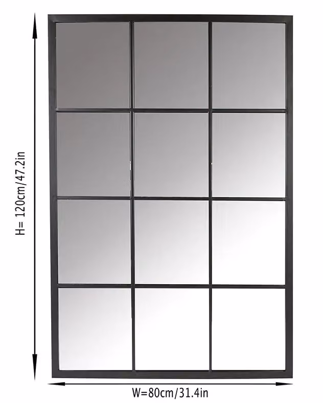 Dibor Classic Rectangular Iron Decorative Wall Mirror in Black, H 120 cm x W 80 cm – 2