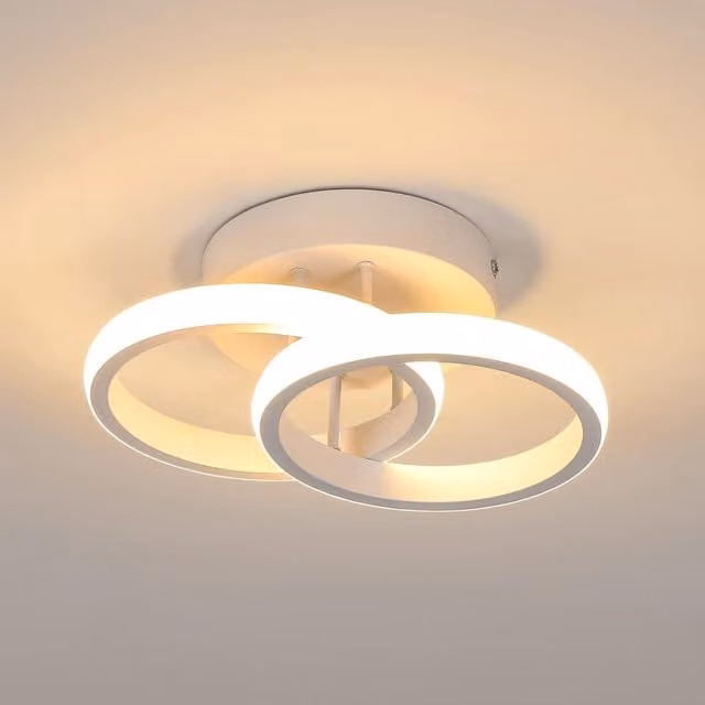 GOECO Double Circle LED Wall Light, 22W Aluminium, Black and White, Diameter: 25 cm