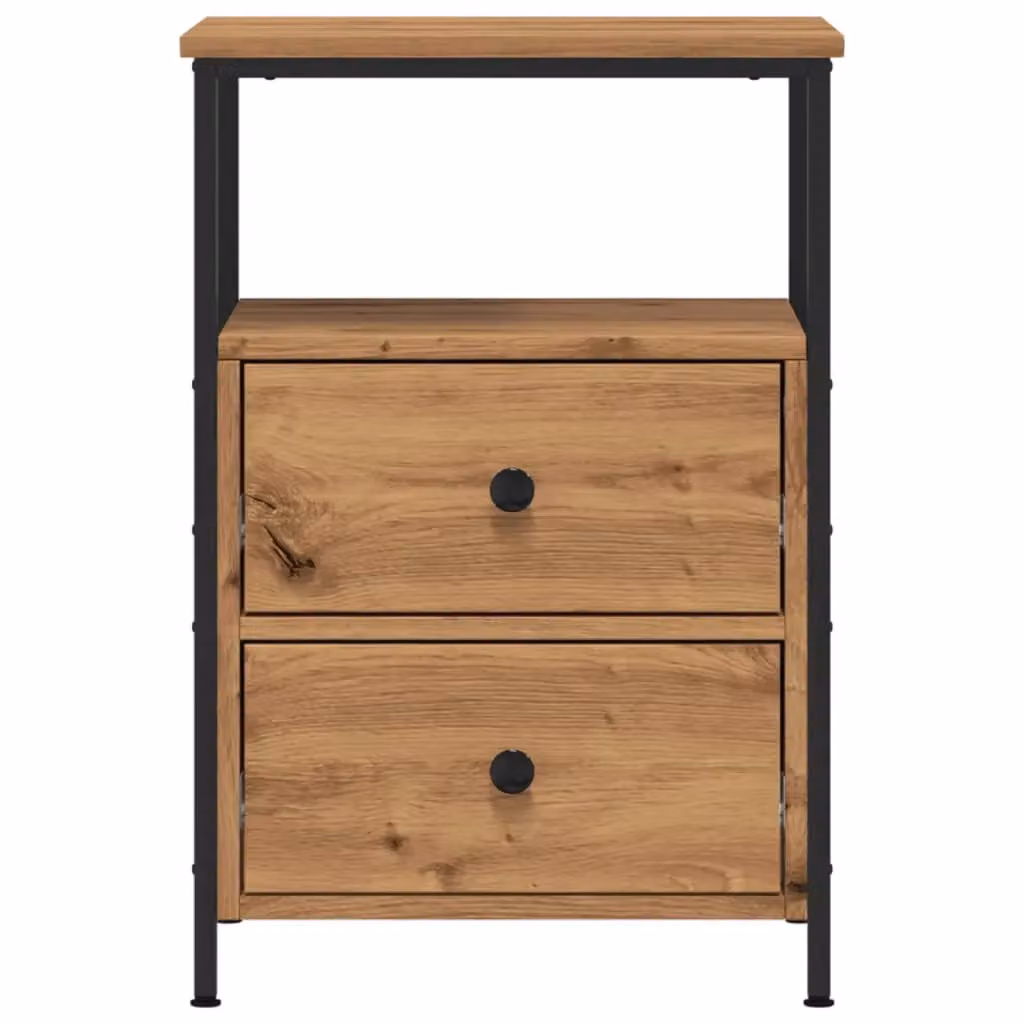 Berkfield Home Artisan Oak Bedside Cabinet in Brown, W/D/H: 34 x 35.5 x 50 cm – 4