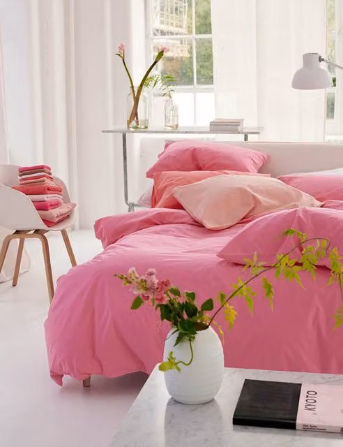 Designers Guild Loweswater Pink Cotton Percale Duvet Cover Set