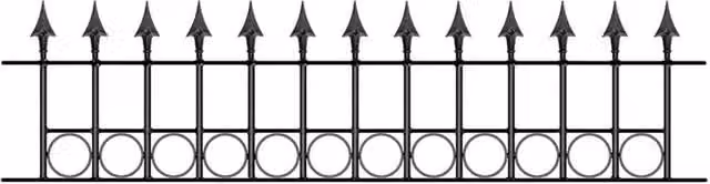 Burbage Iron Craft Balmoral Spear Top Railing Panel with Rings, Black, W: 183 cm, H: 56 cm