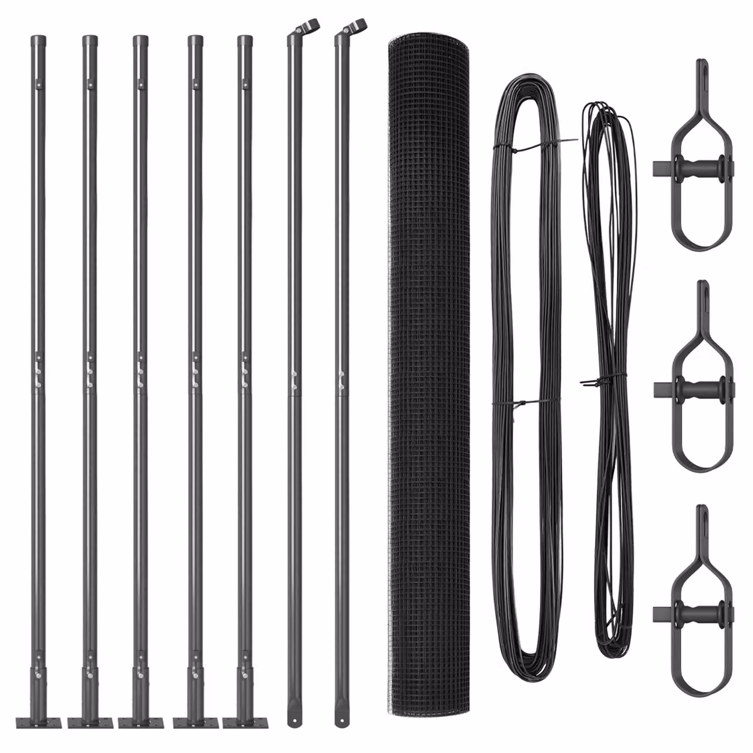 Berkfield Home Welded Wire Fence with 7 Flanged Posts, Grey Steel, W: 10 m, H: 1.4 m – 2