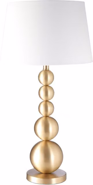Interiors by Premier Orsina Stacked Table Lamp with Brushed Brass Orb Base and White Fabric Shade in Gold