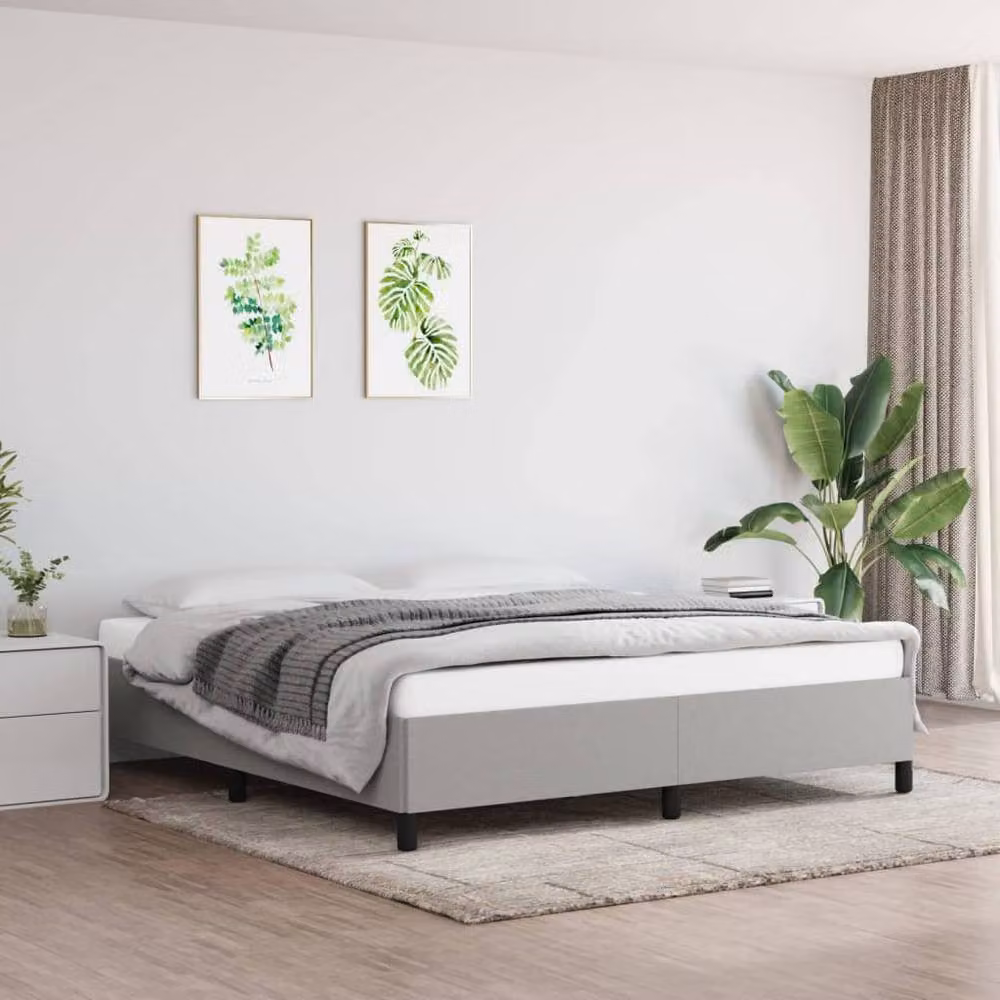 Berkfield Home Durable Upholstered Super King Bed Frame in Grey Fabric, W/D/H: 180 x 200 x 35 cm – 2