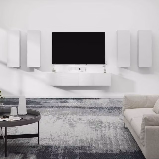 Berkfield Home 6 Piece Classic TV Cabinet Set in White Matt MDF