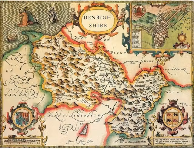 Denbighshire Historical Map 1610 Jigsaw Puzzle, 1000 Pieces, Multicolour