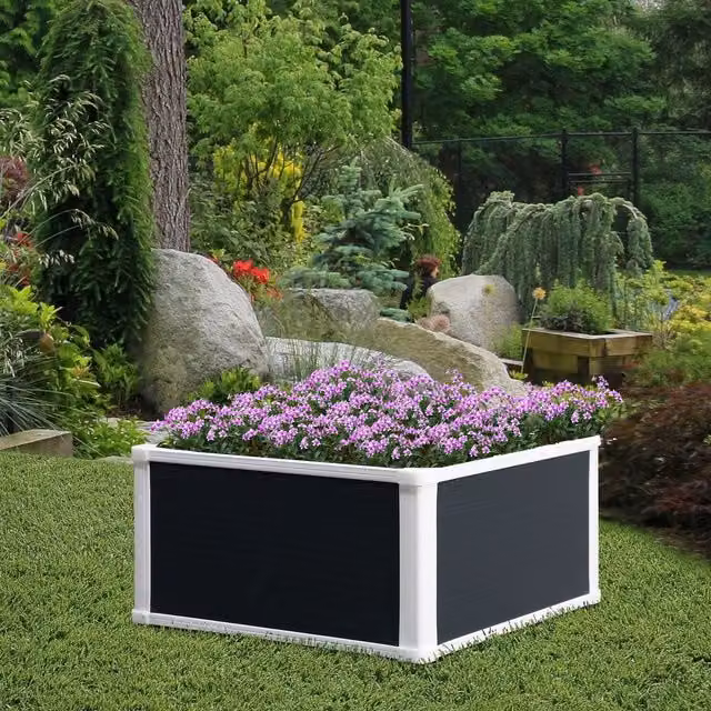 Outsunny Raised Bed Planter Grow Container for Vegetables and Flowers, Grey and White, 60 cm