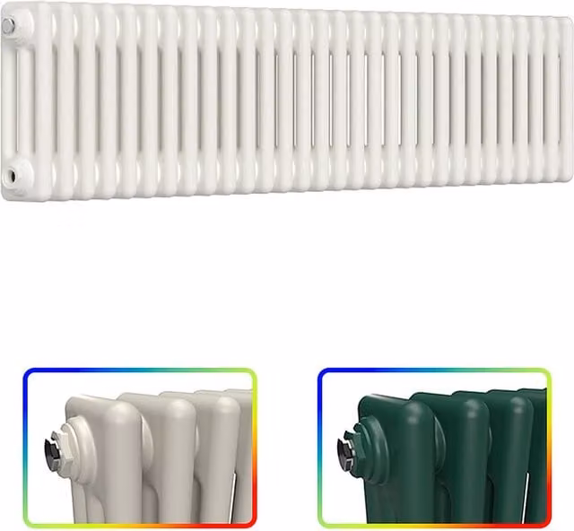 Lux Heat Horizontal 3 Column Steel Radiator in White, W/H: 78.5 x 30 cm