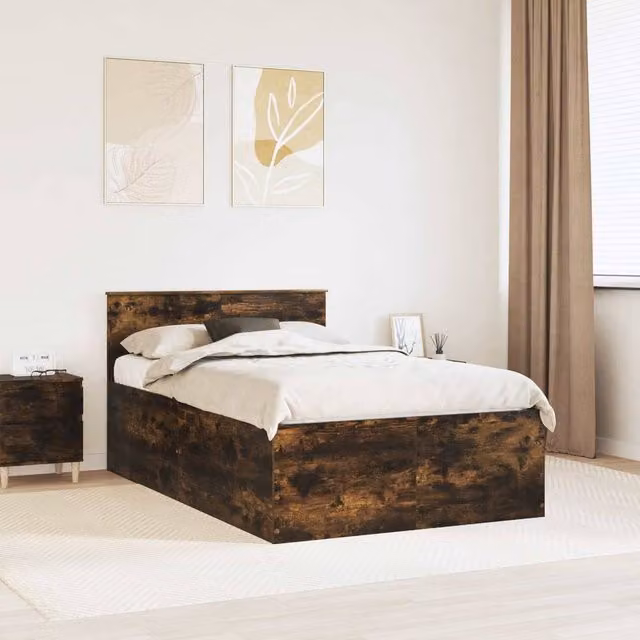 Berkfield Home Smoked Oak Bed Frame with Lift Up Base, Brown, W: 120 cm, L: 200 cm – 1
