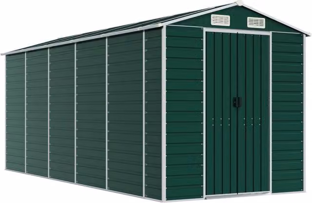 Berkfield Home Green Galvanised Steel Garden Pent Shed W/D/H: 191 x 470 x 198 cm – 1