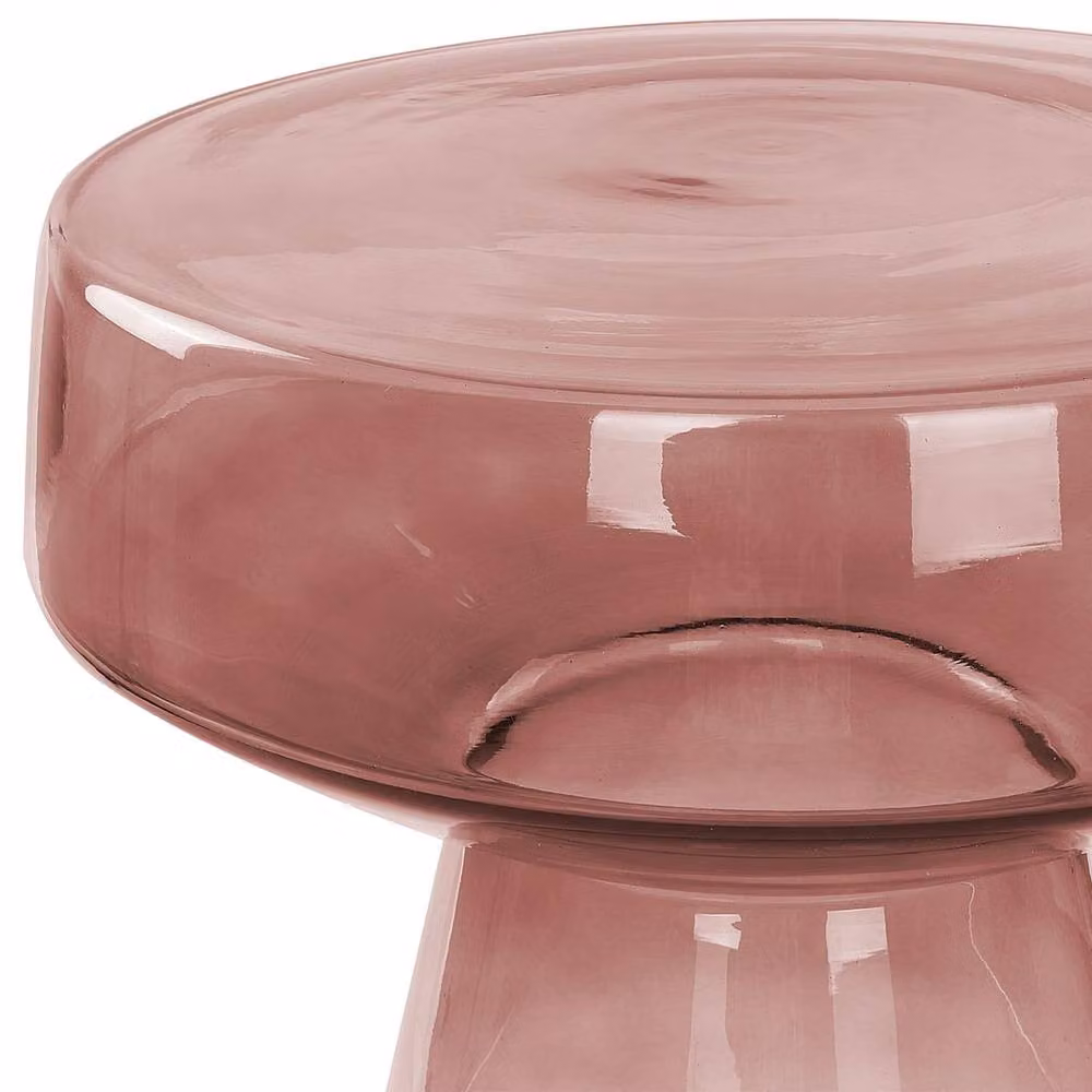 Wyld and Coco Set of 2 Transparent Red Round Glass Side Tables – 3