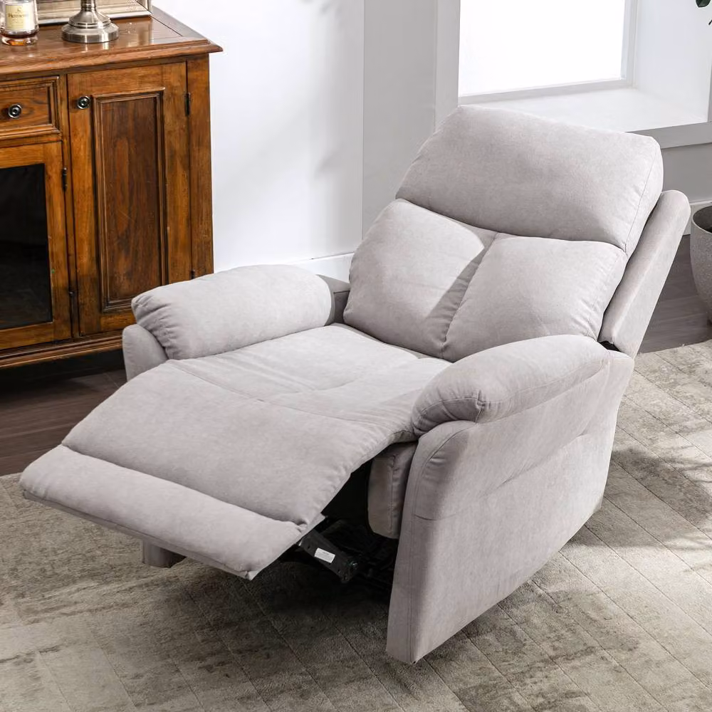 Fascinate Manual Recliner Chair in Grey Microfibre Fabric – 4