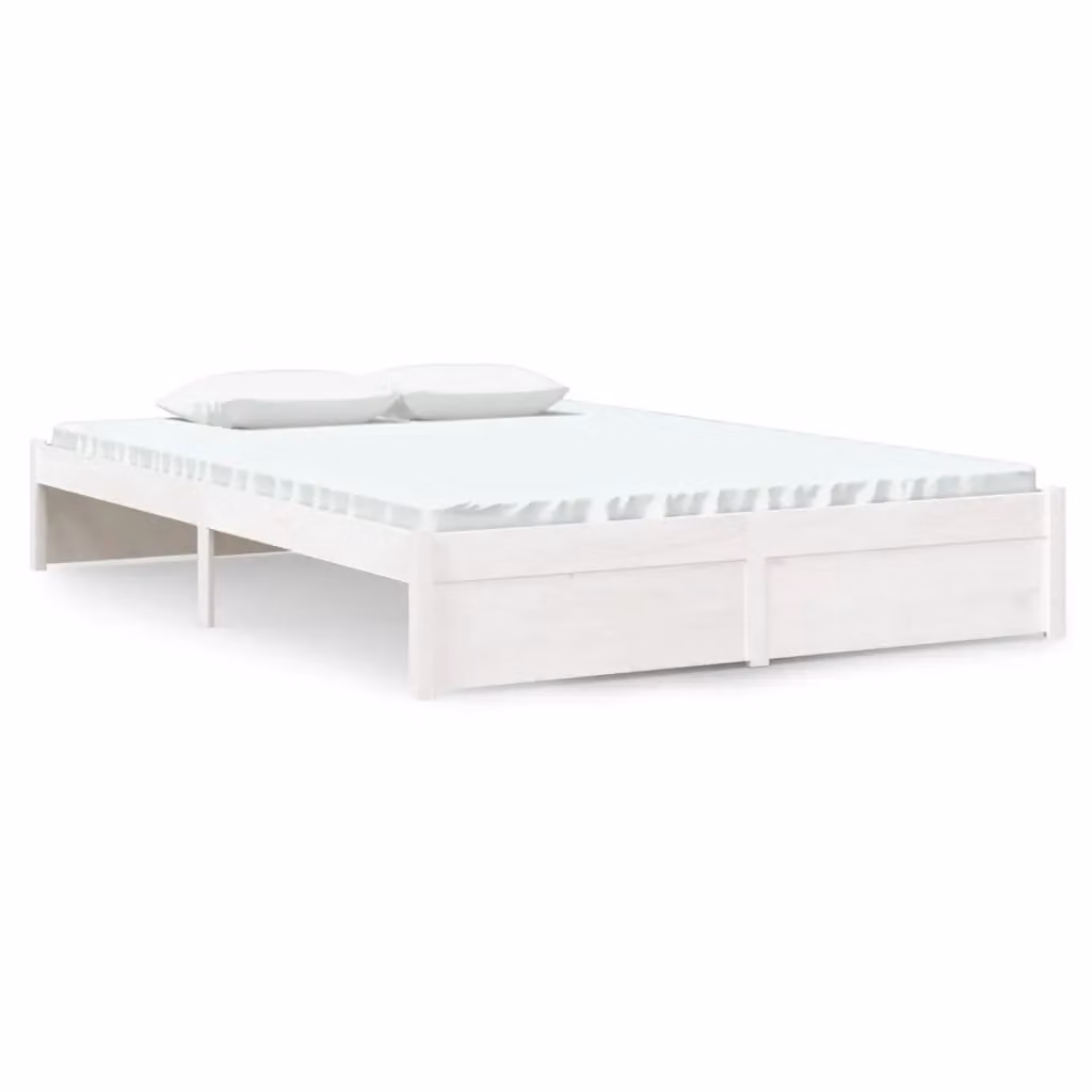 Berkfield Home White Solid Pine Wood Bed Frame W/D/H: 140 x 190 cm – 2