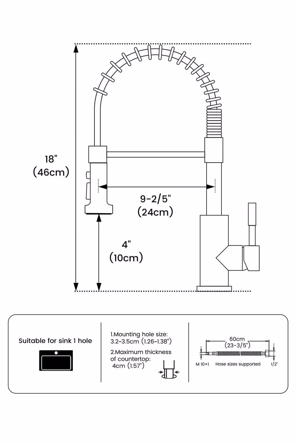 JANLEMNY Matte Black Kitchen Mixer Tap with Pull-Out Spray and 360 Degree Swivel Spout – 3