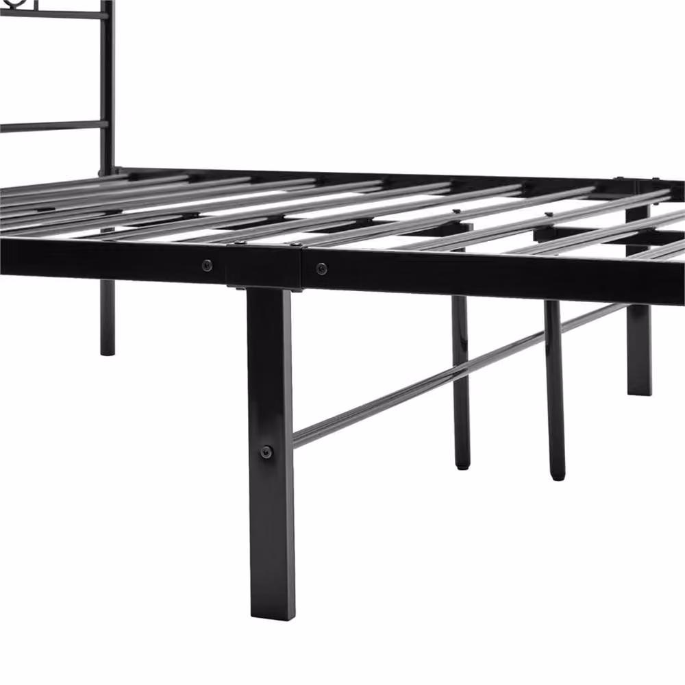 Nordara King Metal Bed Frame with Headboard and Underbed Storage in Black, W: 180 cm x D: 200 cm – 2