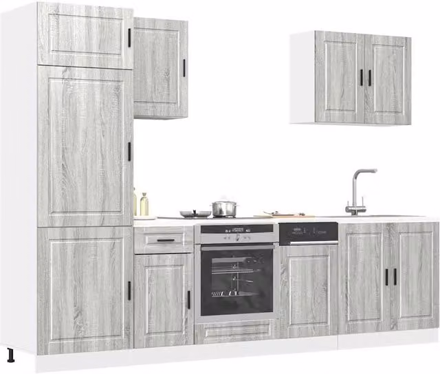 Berkfield Home Kalmar 7 Piece Modern Kitchen Cabinet Set in Grey Sonoma Engineered Wood