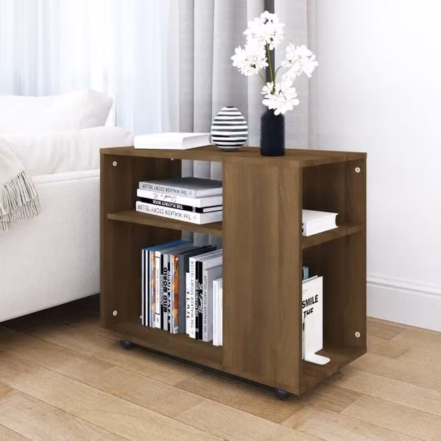 Berkfield Home Brown Oak Side Table, W/D/H: 70 x 35 x 55 cm