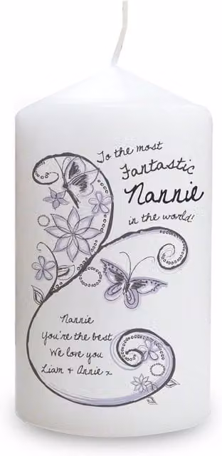 Personalised Memento Company Women's Floral Pattern Pillar Candle in White