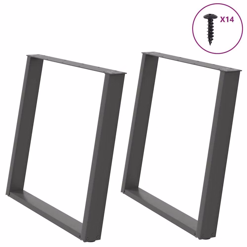 Berkfield Home Modern vidXL U-Shaped Dining Table Legs, 2 Pieces, Anthracite, H: 72.5 cm, W: 90 cm – 1